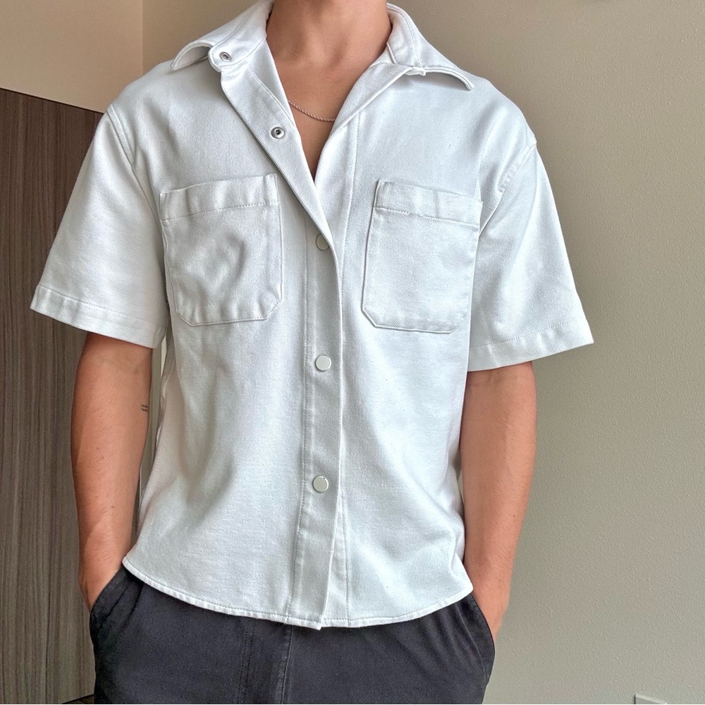 Zara Men's White Short Sleeve Shirt